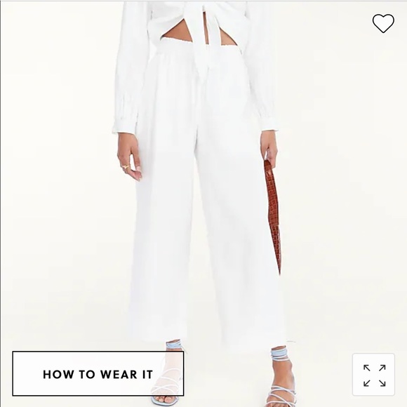 JCREW Wide-Leg Seaside Linen Pant, White - Picture 2 of 4